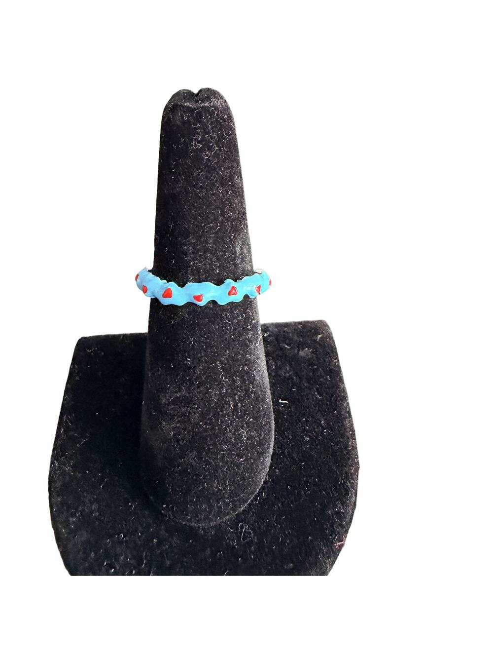🍭6/$30 Turquoise and red tone open heart ring band - size 8